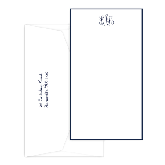 Triple Thick Classic Monogram Border Tall Flat Note Cards